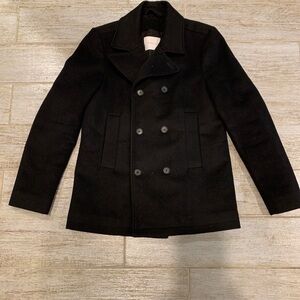 Everlane Women L Wool Cashmere Short Peacoat Winter Jacket Minimalist Black